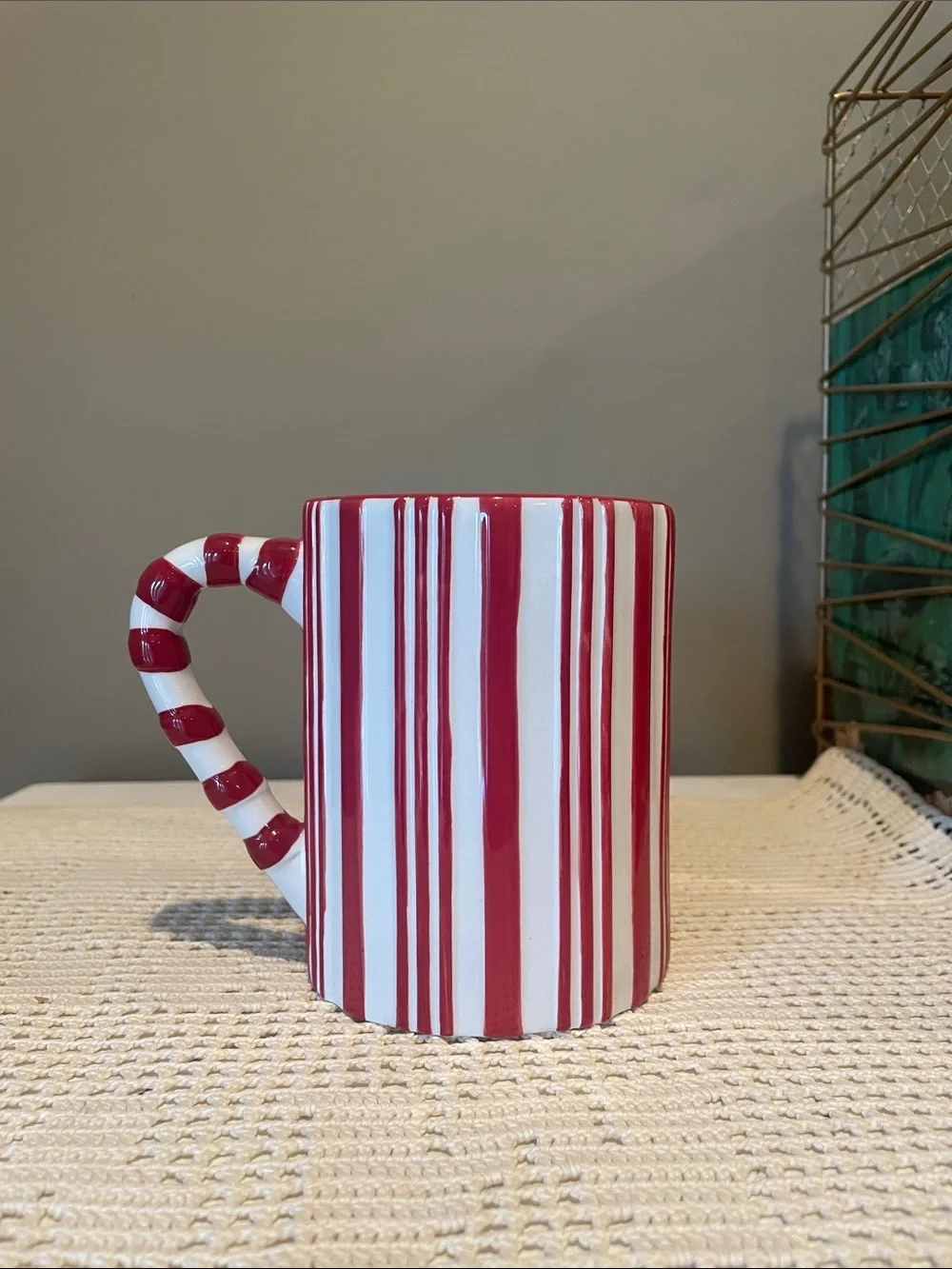 Red and White Striped Ceramic Mug Williams -Sonoma